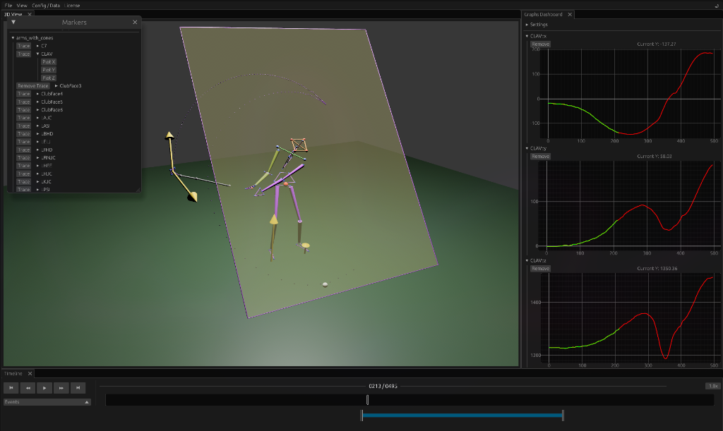 Swing3D 3D view with markers, planes and graphs dashboard